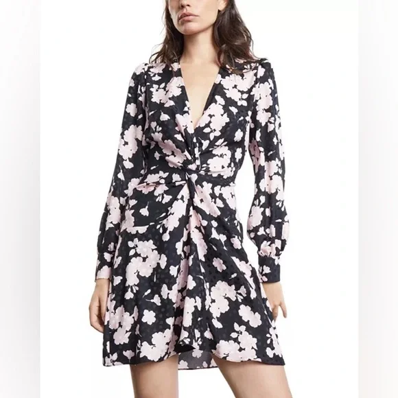 THE KOOPLES Garden Of Eden Mini Dress Size 3 Floral Print Flower V-Neck NEW NWT - Picture 4 of 10